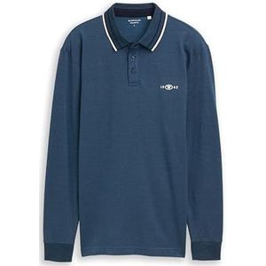 TOM TAILOR Poloshirt voor heren, 39221 - Navy Denim Blue Two Tone, XL