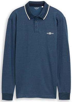 TOM TAILOR Poloshirt voor heren, 39221 - Navy Denim Blue Two Tone, XL