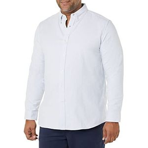 Amazon Essentials Regular-fit Oxford overhemd met lange mouwen voor heren (verkrijgbaar in groot en lang), poederblauw verticale streep, X-Large