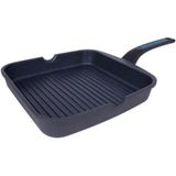 Arcos Anti-aanbaklaag grillrooster 28 x 28 cm, serie Thera, van gegoten aluminium, geschikt voor elke keuken, ergonomische handgreep, energiebesparend, vaatwasmachinebestendig, zwart en blauw.