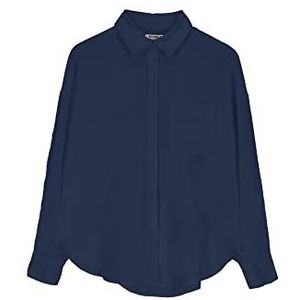 ECOALF, Inalf Dameshemd met lange mouwen, linnen, onregelmatige pasvorm, basic overhemd, Indigo Blauw, XS