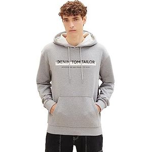TOM TAILOR-denim Denim Sweatshirt met capuchon voor heren met logoprint