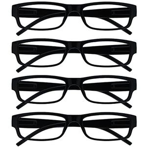 The Reading Glasses Bedrijf Zwart Lichtgewicht Comfortabele Lezers Waarde 4 Pack Designer Style Mens Womens UVR4PK032 +3.00