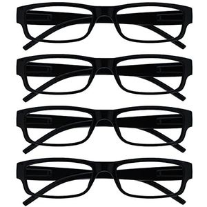 The Reading Glasses Company Zwart Lichtgewicht Comfortabele Lezers Waarde 4 Pack Designer Stijl Mens Womens UVR4PK032 +3.00