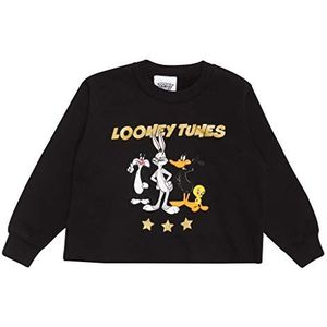 Looney Tunes Group Stars Girls Cropped Sweatshirt Black 5-6 Years