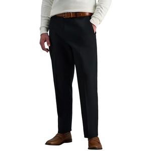 Haggar Pantalon, heren, premium kwaliteit, strijkvrij, kaki, classic-fit, uitbreidbare taille, platte voorkant (normale en grote maten), Zwart, 38W / 29L