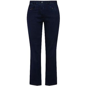 Ulla Popken Dames grote maten plus size jeans mony, conische pijpen, zakken met ritssluiting 808812, donkerblauw (dark blue denim), 47W x 34L