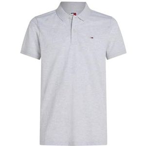 Tommy Jeans TJM Slim Placket Polo EXT DM0DM18312 S/S Polo, Grijs (Zilvergrijs HTR), 3XL, Grijs (Zilver Grijs Htr), 3XL grote maten