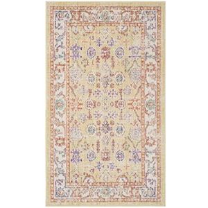 SAFAVIEH Windsor Collection Boho Chic woonkamer, eetkamer, slaapkamer, korte pool, goud en lavendel, 91 x 152 cm