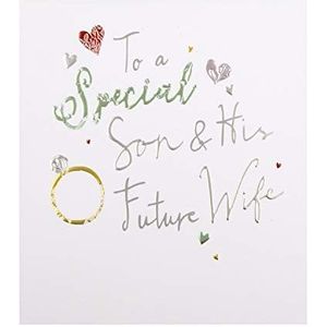 Son & Future Wife Engagement Card van The Hallmark Studio - Hedendaags ontwerp met reliëfkleurige belettering, wit