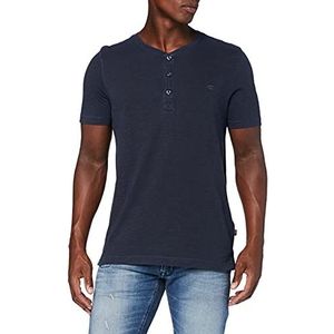 camel active - Henley - Dunkelblauw - Korte Mouwen - Organic Cotton