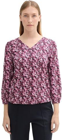 T-shirt - Bloemenprint - Gerimpelde Look - Viscose-Polyester Mix
