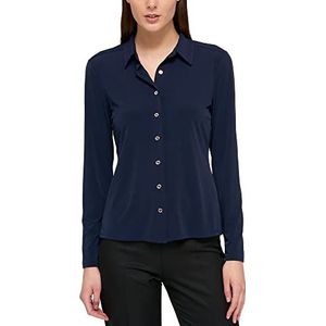 Tommy Hilfiger Damestop met lange mouwen, kraag en knoopsluiting aan de voorkant, Blauw (middernacht), M