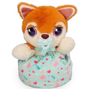 BABY PAWS Mini Shiba Inu, puppy pluche dier met geluiden, overal mee naartoe te nemen dankzij de tas, speelgoed cadeau voor meisjes en jongens vanaf 3 jaar