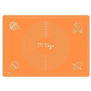 Pritogo Bakmat, 65 x 45 cm, oranje, siliconen mat met schaal, bakonderlegger, deegmat, rolmat, anti-aanbaklaag, extra stabiel, antislip