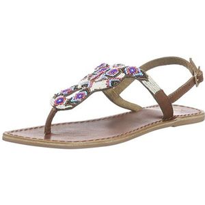 PIECES Carmen Beads Multi Leather Sandalen BRN Teenslippers voor dames, meerkleurig mokka., 36 EU
