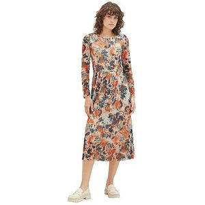 TOM TAILOR Damesjurk van mesh met patroon, 32367-grey Orange Tie Dye Floral, 40