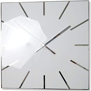 FLEXISTYLE Moderne grote wandklok Exact 50cm, acrylglas en acrylspiegel, stilte, woonkamer, slaapkamer (wit)