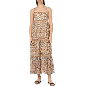 IKITA Dames maxi-jurk met spaghettibandjes 19323491-IK01, blauw goud, M, Maxi-jurk met spaghettibandjes, M