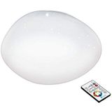 EGLO Led-plafondlamp Sileras, 1 lamp plafondlamp met sterrenhemel-effect, materiaal: staal en kunststof. wit, Ø: 45 cm, dimbaar, wittinten instelbaar