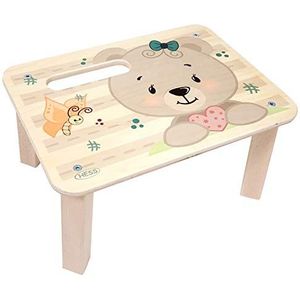 Hess houten speelgoed 30274 - voetenbank van hout voor kinderen, beer natuur, ca. 33 x 24,5 x 17,5 cm