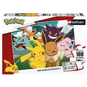 Nathan - Kinderpuzzel - 100 stukjes - Pikachu en de Pokémon - Meisjes of jongens vanaf 6 jaar - Hoogwaardige puzzel - dik en duurzaam karton - anime - 86774
