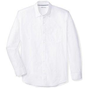 Amazon Essentials Men's Casual poplin overhemd met normale pasvorm en lange mouwen, Wit, M