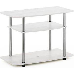 Furinno No Tools 3-Tier Entertainment Center Stand voor TV tot 32 Inch, Hout, Americano, Roestvrijstalen buizen