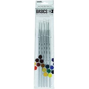 Liquitex 692002 Basics penselenset, 5 penselen voor acrylverf met lange steel - rond nr. 2,3, Filbert nr. 2, plat nr. 2, 3