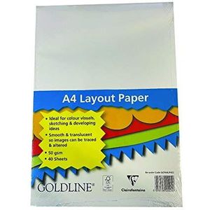 Clairefontaine - Ref GCPA4LP40Z - Goldline - Goldline Layout Paper, A4, 297 x 210mm, 40 vellen, 50gsm papier - Geschikt voor kleurvisuals, schetsen en ontwikkelen van ideeën