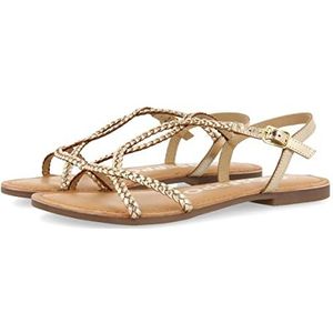 GIOSEPPO Nioaque witte sandalen voor dames, met dunne riem, gevlochten, goudkleurig, 37 EU