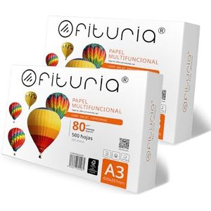 Ofituria A3-papier, multifunctioneel papier voor printer en kopieerapparaat, A3-papier, wit, voor werkruimtes en thuisgebruik, 80 g/m², bladpakket - Ofituria (1000 vellen)