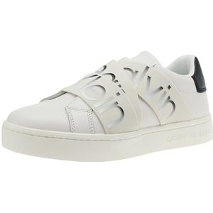 Calvin Klein Jeans Klassieke Cupsole Elast LTH Sneaker voor dames, Helder wit romig wit zwart, 40 EU