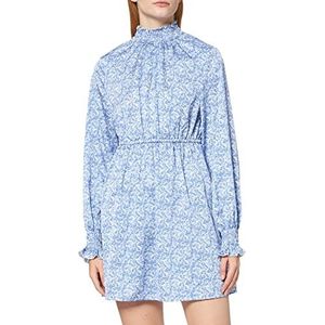 NA-KD Dames gewatteerde schouder mini-jurk casual, Blauw, 72