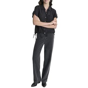 DKNY, Damesblouse/shirt, S/S Tech Crinkle DRA, zwart, L, zwart, L