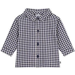 Petit Bateau Flanellen babyhemd met ruitjes, Avond/Milk, 6 Maanden