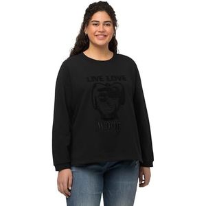 Ulla Popken - Sweatshirt - Zwart - Normale Pasvorm - Lange Mouw