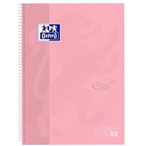Oxford School Europeanbook notitieboek gekleurde rand A4+ gelinieerd 80 vellen hardcover pastelroze