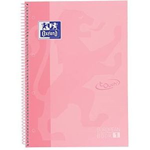 Oxford School Europeanbook notitieboek gekleurde rand A4+ gelinieerd 80 vellen hardcover pastelroze
