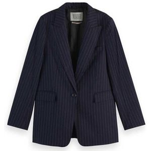 Scotch & Soda - Core Sb Fitted Blazer - Damesjas - Nachtblauw - Gestreept