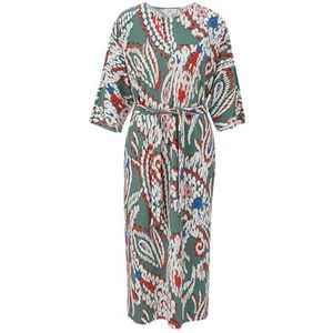 s.Oliver Midi-jurk voor dames met plooien, Veelkleurig|turquoise 65a1, 36