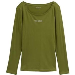 TOM TAILOR T-shirt met lange mouwen voor dames, 38802 - Deep Ivy Green, XXL
