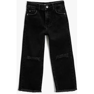 Koton Girl Wide Leg Jean Pockets Ripped Detail, zwart (999), 5-6 Jaren