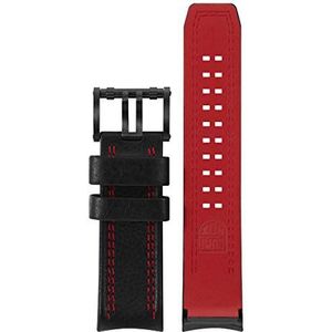 Luminox Tony Kanaan Series herenhorlogeband van roestvrij staal en leer, kleur: zwart/rood, voor de serie Toni Kanaan 1181, 1195, bandbreedte: 26 mm, FEX.1180.20B.1.K, zwart/rood, 26mm, Riemen.