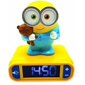 Lexibook - Minions digitale wekker voor kinderen met nachtlampje Snooze en Geluiden, kinderklok, lichtgevende Bob - Geel/Blauw - RL800DES