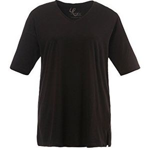 Ulla Popken Basic v T-shirts voor dames, zwart, 42-44