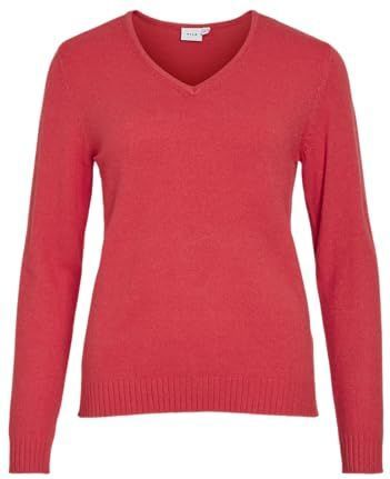 Viril V-hals L/S Knit Top - Noos, hibiscus, S