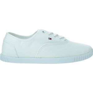 Tommy Hilfiger Vrouwen Canvas LACE UP Sneaker Cupsole, wit, 5 UK, Wit, 38 EU