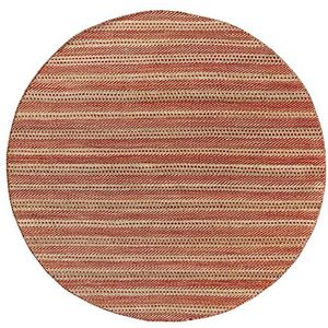 HAMID - Olivia Yute-tapijt, rond tapijt, wol en jute, handgeweven voor woonkamer, slaapkamer, woonkamer, natuurlijk rood, 200 x 200 cm
