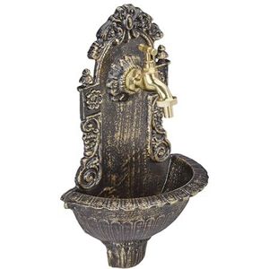 Relaxdays muurfontein - antiek design - met kraan - gietijzer - 40 x 24,5 x 13 cm - zwart